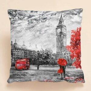 London In Fall Throw Pillow Cover 18x18 Travel Art Photography Home Decor NWT